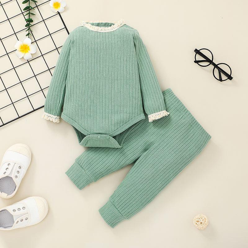 Baby Solid Color Climbing Suit Two-piece Set