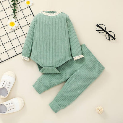 Baby Solid Color Climbing Suit Two-piece Set