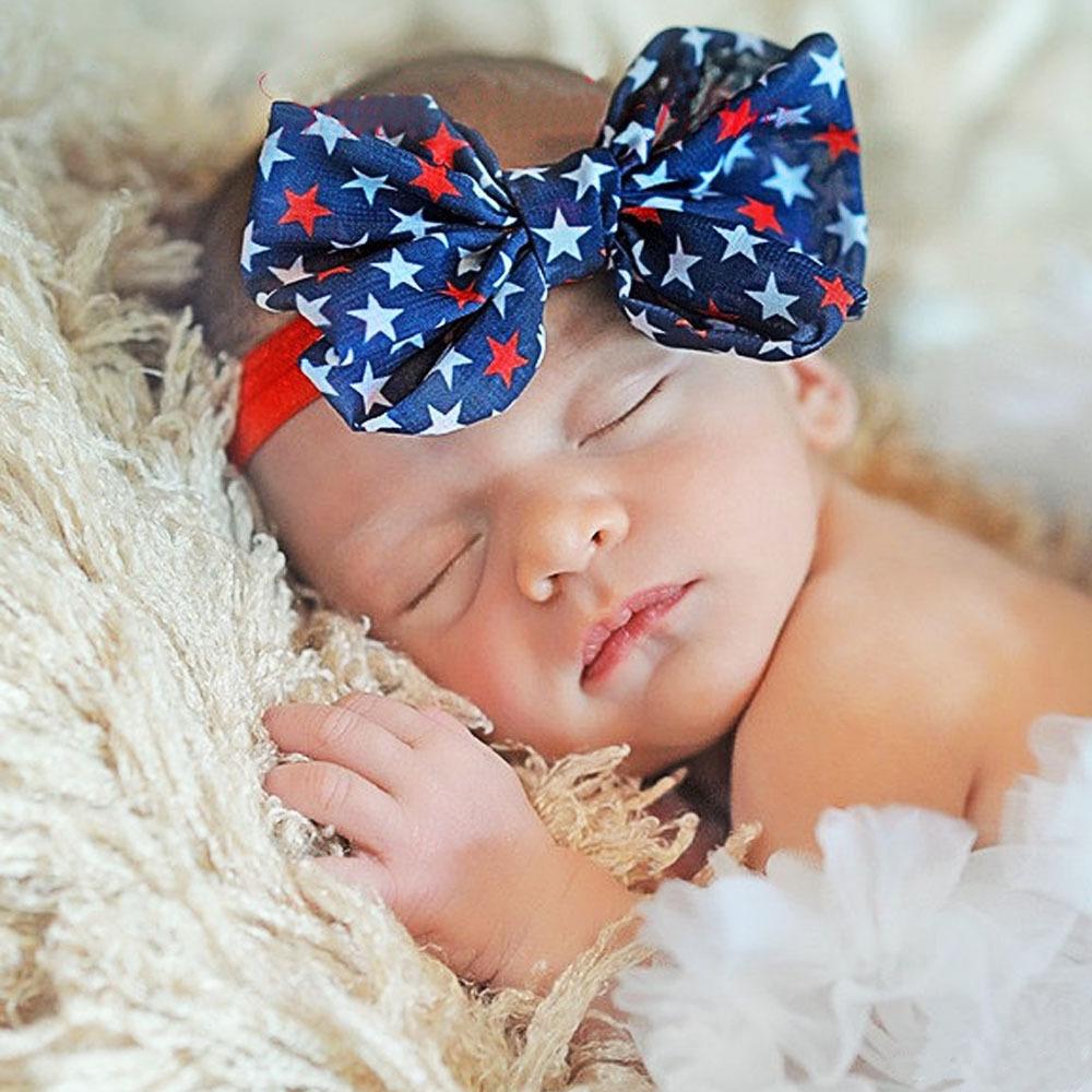 Baby Fourth of July Star Pattern Bow Headband