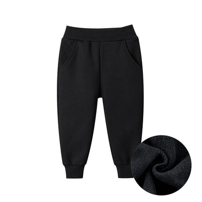 Solid color children's sports pants boys' Plush casual pants