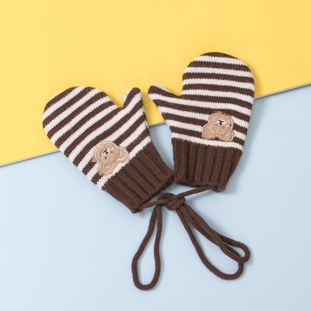 Children's Bear Knitted Scarf Warm Wool Gloves