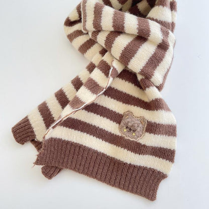 Children's Bear Knitted Scarf Warm Wool Gloves