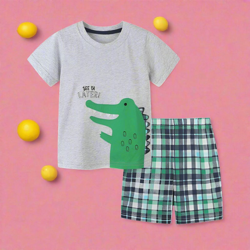 Children's suit knitted cotton T-shirt set