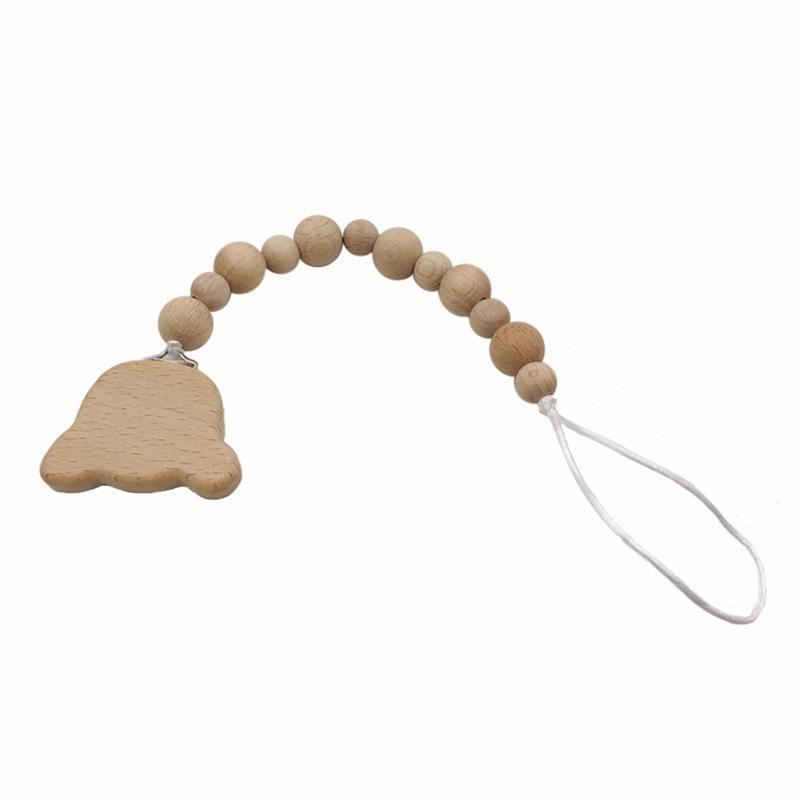 Baby Soothing Nipple Clip Beech Wood Nipple Anti-drop Chain