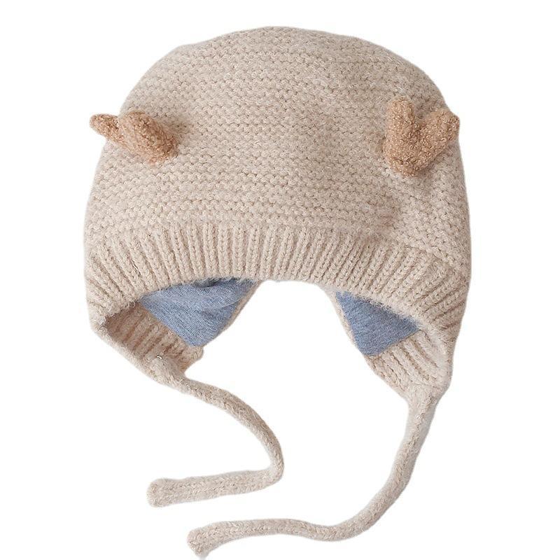 Baby Cartoon Knit Cap Strap Warm Ear Protection Cap