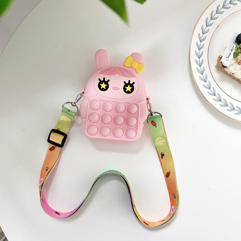 Children's Coin Purse Pink Bow Doll Press Toy