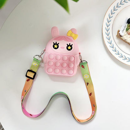Children's Coin Purse Pink Bow Doll Press Toy