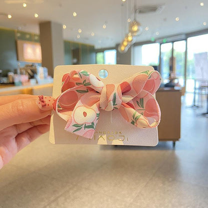 Children's Hairpin Pink Peach Bow Hair Accessories