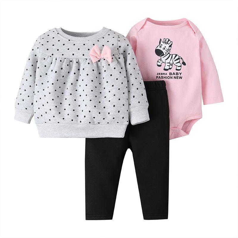 Polka Dot Infant Three-piece Climbing Suit T-shirt Pants Suit