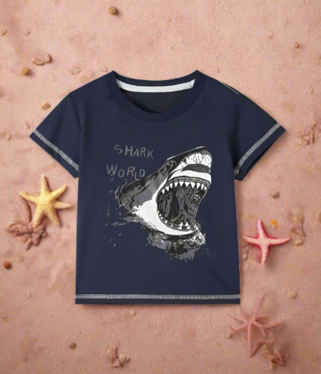 Boys' round neck cartoon short sleeve top