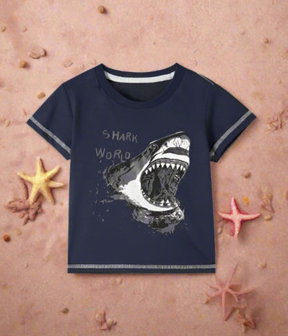 Boys' round neck cartoon short sleeve top