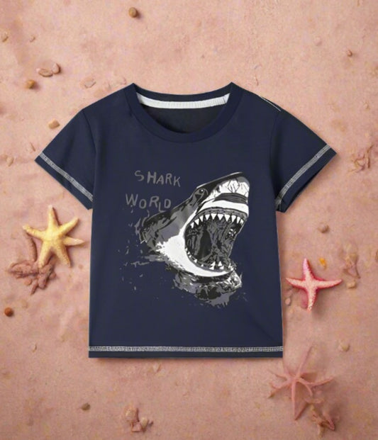 Boys' round neck cartoon short sleeve top