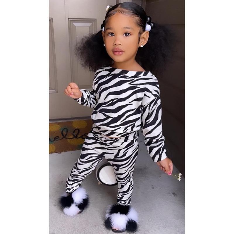 Girls Casual Zebra Long Sleeve Loose Suit