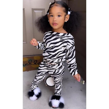 Girls Casual Zebra Long Sleeve Loose Suit