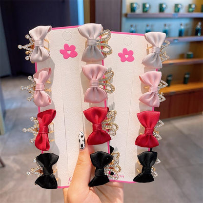 Children's Bow Rhinestone Crown Hairpin