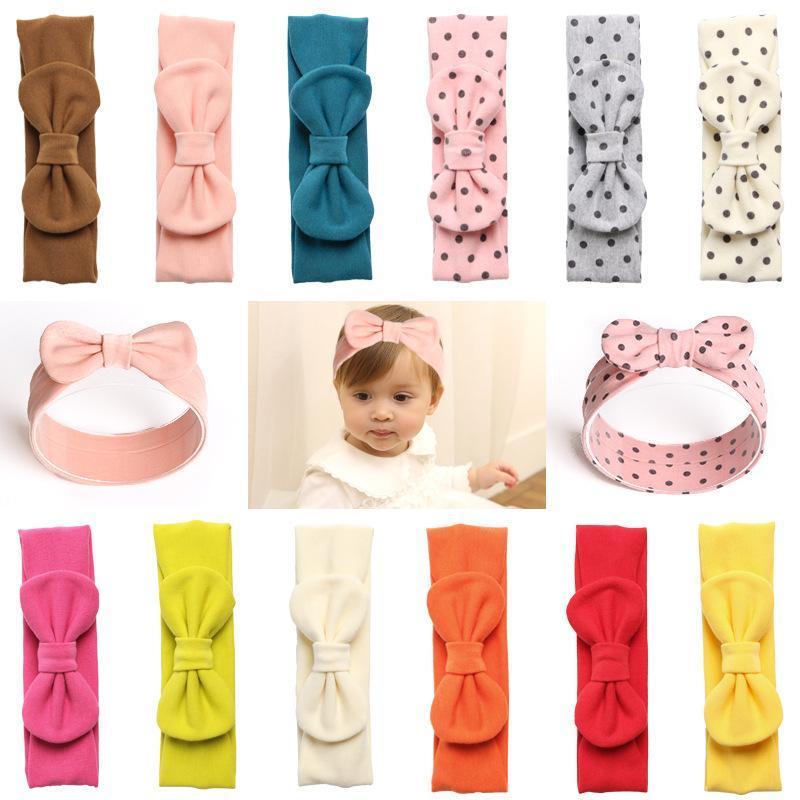 Baby Bow Headband Wave Dot Hair Band Solid Color