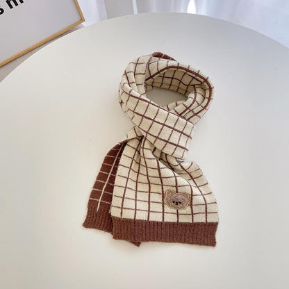 Children's Bear Knitted Scarf Warm Wool Gloves