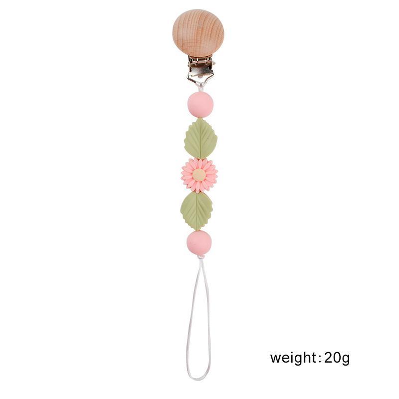 Baby Handmade Wooden Nipple Clip Silicone Anti-drop Chain