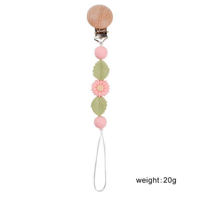 Baby Handmade Wooden Nipple Clip Silicone Anti-drop Chain