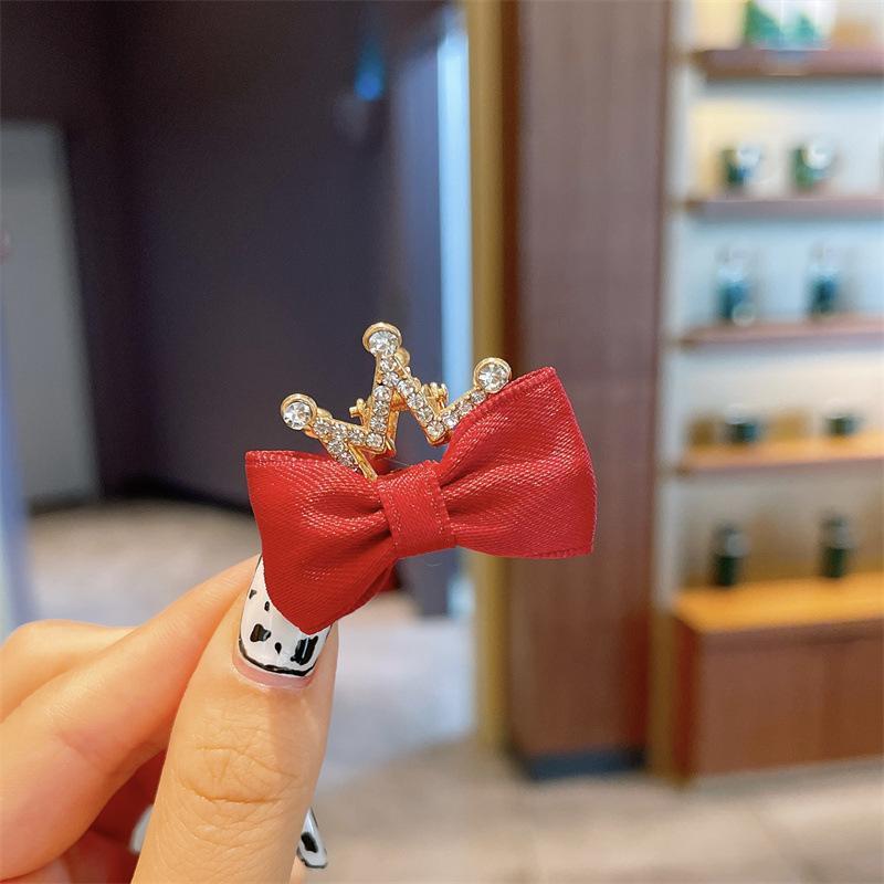 Children's Bow Rhinestone Crown Hairpin