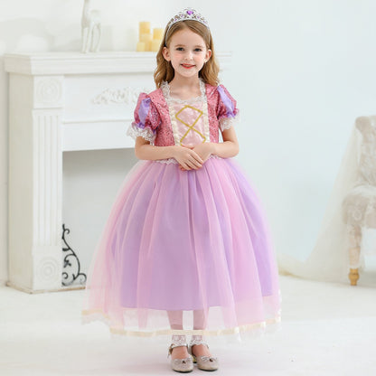 Snow white snow and ice long hair Princess Dress