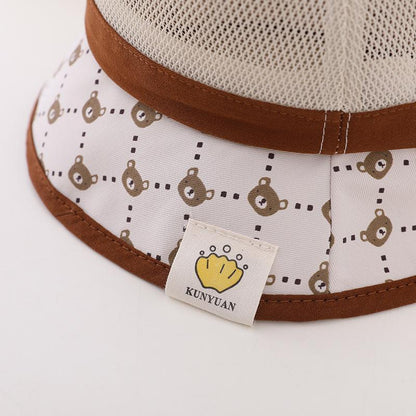 Sunshade Wired Bear Print Children's Mesh Hat