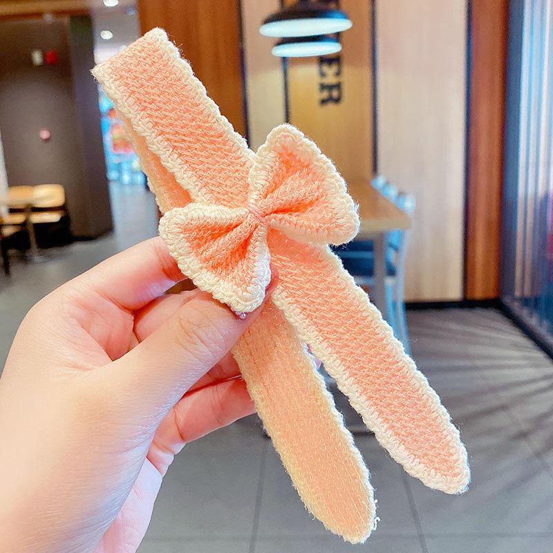 Bow Velcro Hair Hoop Girl's Knitted Wool Hair Accessories