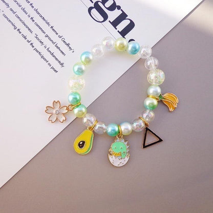 Girl's Cute Cartoon Pendant Beaded Bracelet
