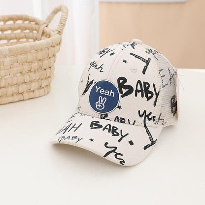 Children Graffiti Print Kids Sunshade Mesh Cap