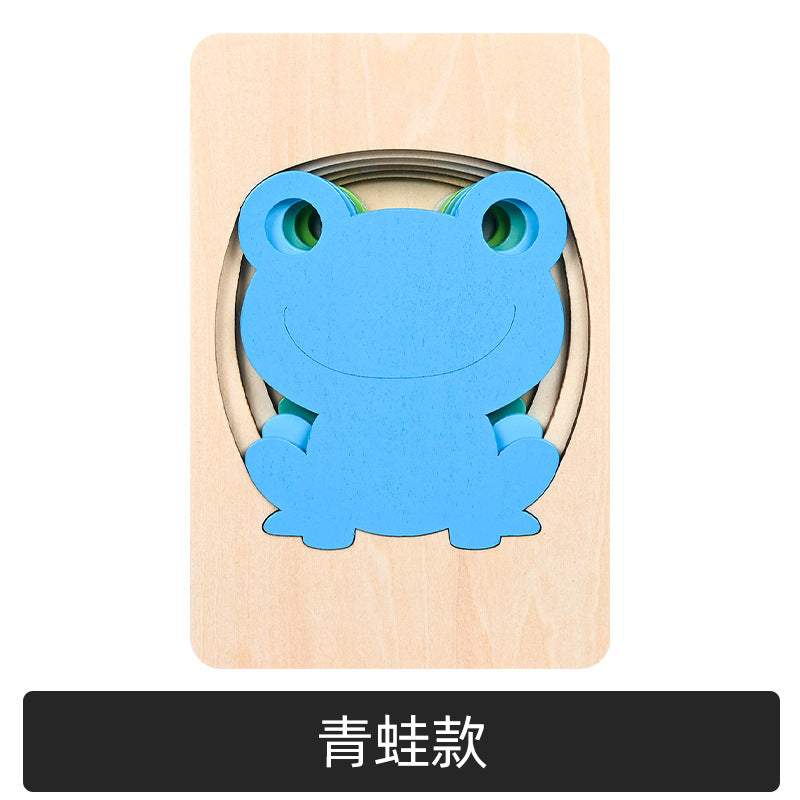 Children's Cartoon Five-layer Animal Rainbow Puzzle Wooden Toy