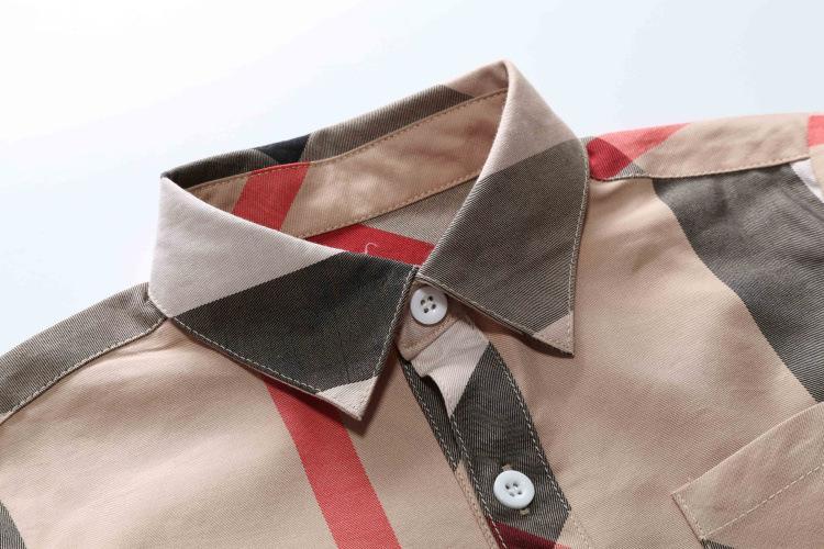 Children's Lapel Long Sleeve Plaid Shirt