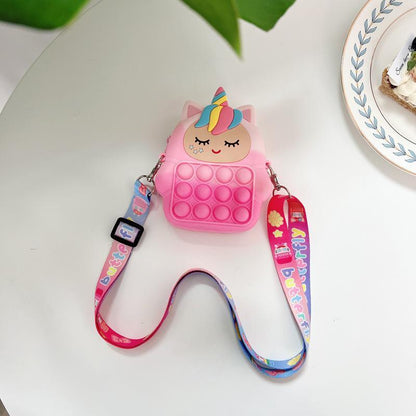 Children's Coin Purse Pink Bow Doll Press Toy