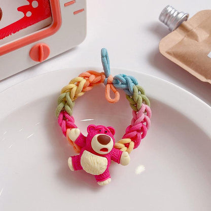Strawberry Bear Woven Rubber Band Colorful Elastic Hair Tie