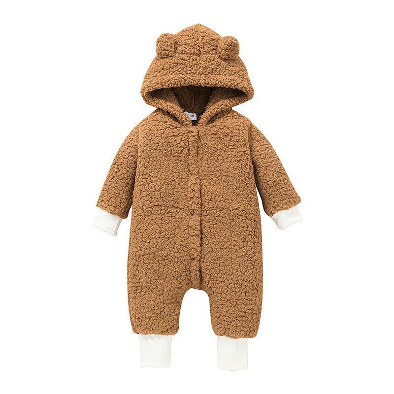Baby's Solid Color Hooded Jumpsuit