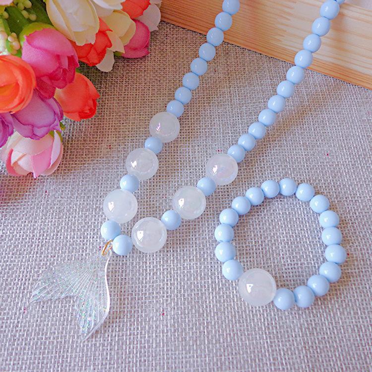 Cute Cartoon Beauty Fishtail Necklace Bracelet Set