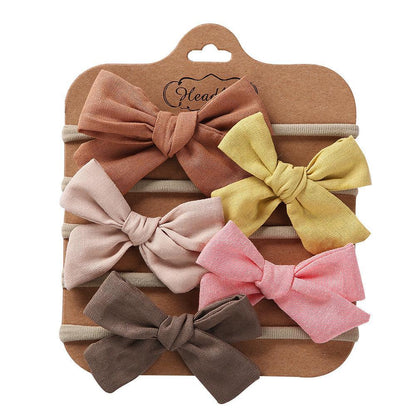 Children's Hair Tie Handmade Bow Hair Band 5pc/set