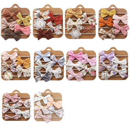Children's Hair Tie Handmade Bow Hair Band 5pc/set