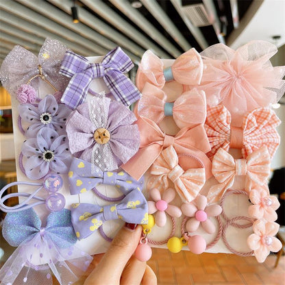 10pcs/set Kid's Rubber Band High Elastic Bow Flower Hair Tie