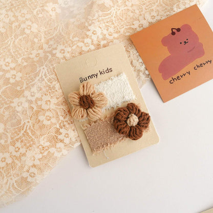 Children's Bear Wool Flower Hairpin