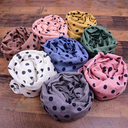 Children's Printed Dot Cotton and Hemp Warm Scarf