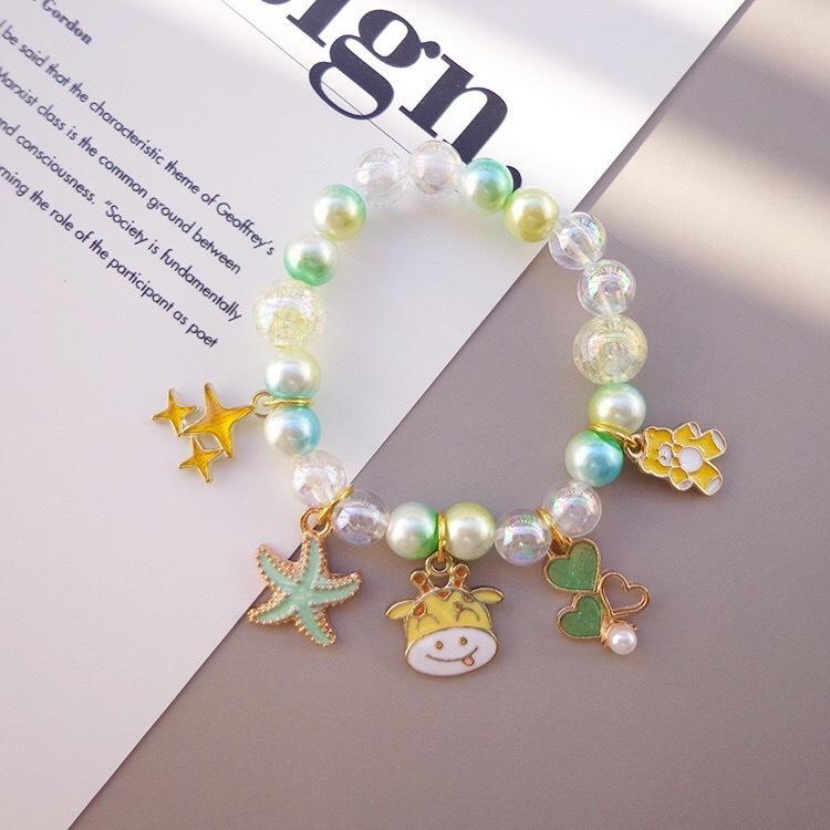 Girl's Cute Cartoon Pendant Beaded Bracelet