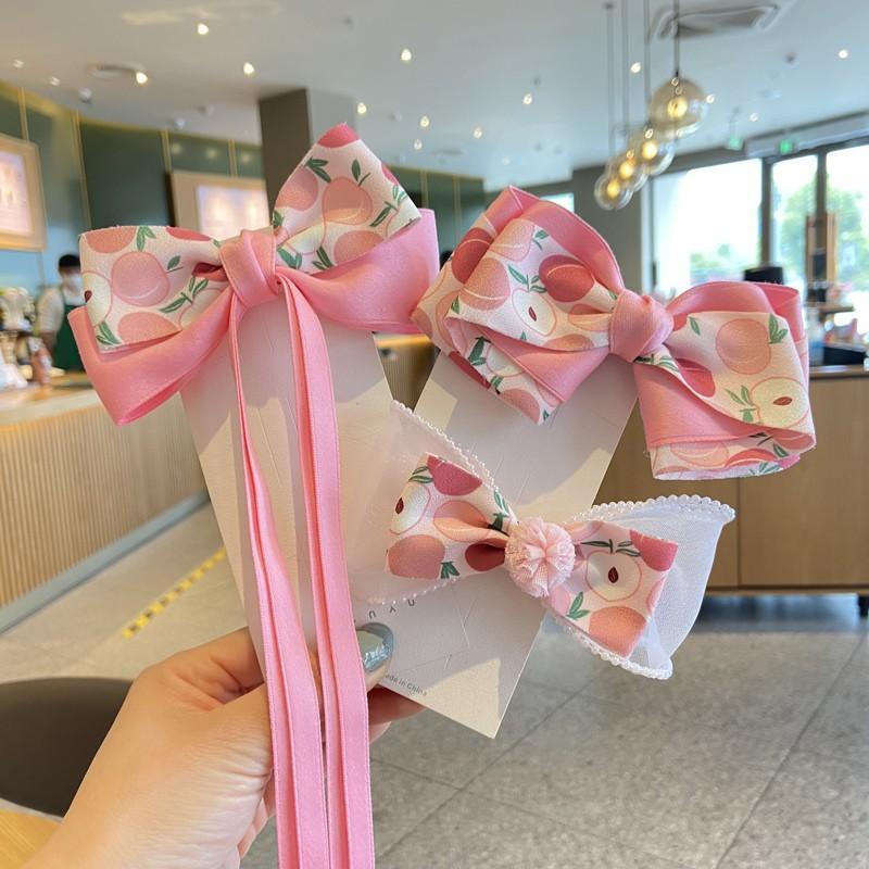 Children's Hairpin Pink Peach Bow Hair Accessories