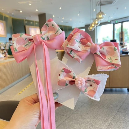 Children's Hairpin Pink Peach Bow Hair Accessories