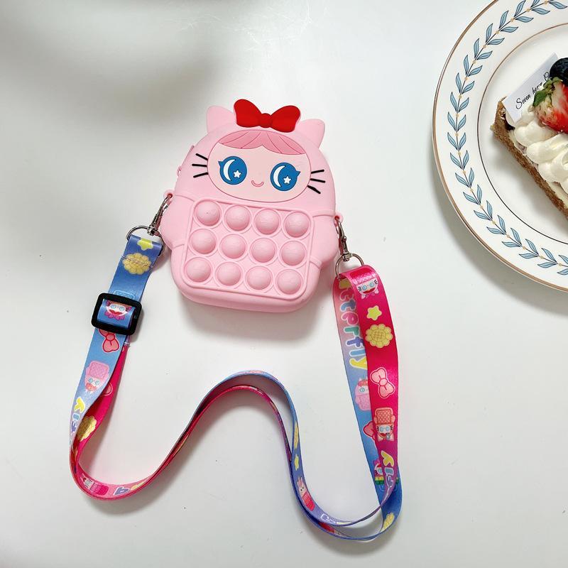 Children's Coin Purse Pink Bow Doll Press Toy