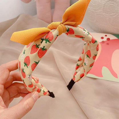 Fruit Print Colorblock Bow Children's Hair Hoop