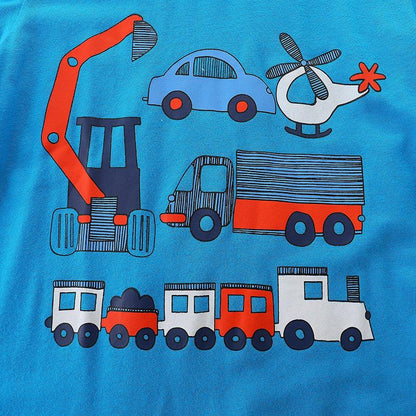Children's T-shirt knitted cotton cartoon round neck boy