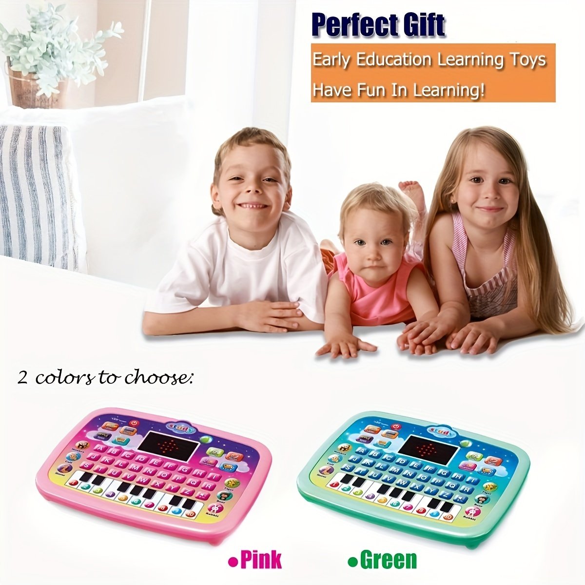 Tablet Toddler Learning Pad With LED Screen, Teaching Alphabet Numbers Word Music Math Early Development Interactive Electronic Toy For Boys & Girls