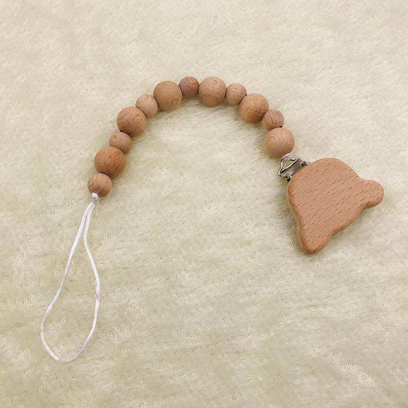 Baby Soothing Nipple Clip Beech Wood Nipple Anti-drop Chain