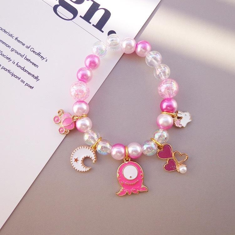 Girl's Cute Cartoon Pendant Beaded Bracelet