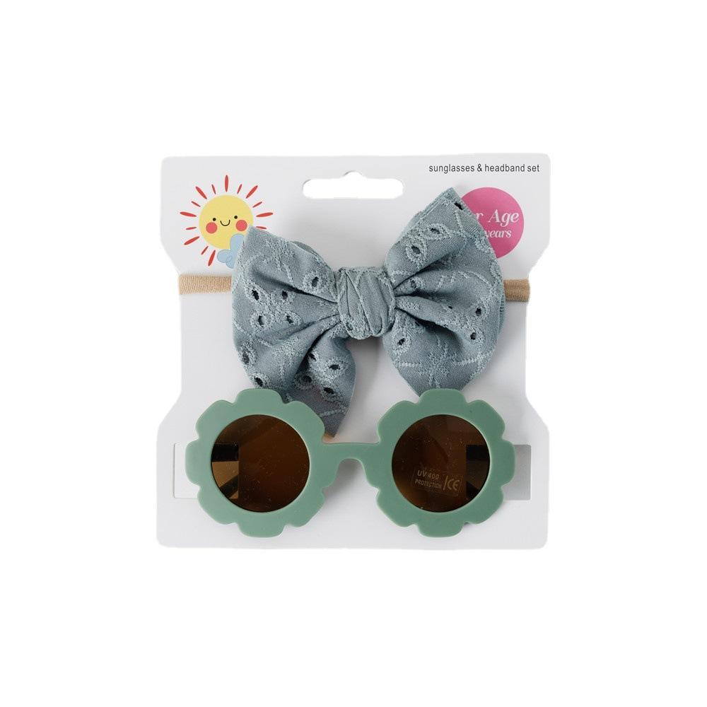Children's Sunglasses Hollow Bow Hair Band 2pcs/Set